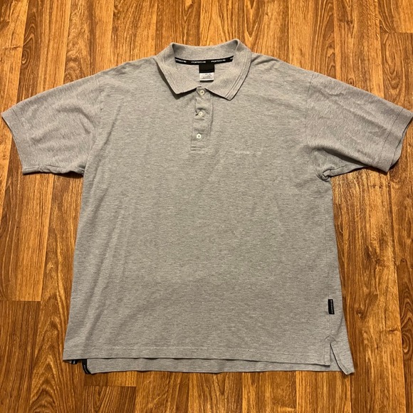Porsche Polo Shirt Men 2XL Gray Pique Short Sleeve Embroidered Logo Luxury Car